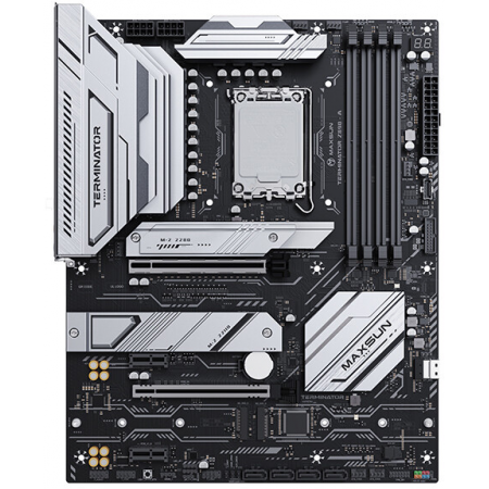 Материнская плата MAXSUN MS-Terminator Z890-A WIFI, LGA1851, Z890, 4*DDR5, 4*SATA3, 4*M.2, USB 3.2, USB 2.0, Type-C, 4*PCIEx16, HDMI+DP, ATX, фото 