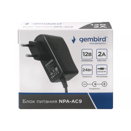 Адаптер питания Gembird NPA-AC9, 12В/2А, 1 штекер 5,5х2,5мм, фото , изображение 2