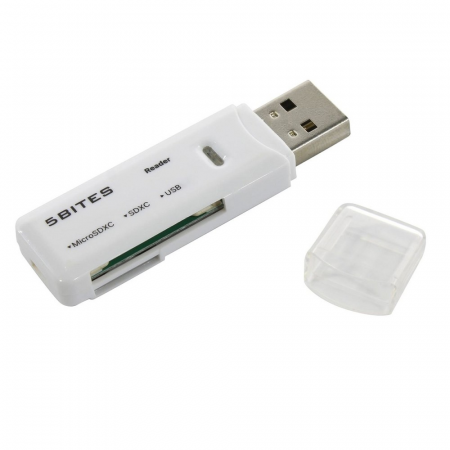 Устройство ч/з карт памяти 5bites RE3-200WH USB3.0 / SD / TF / USB PLUG / WHITE, фото 