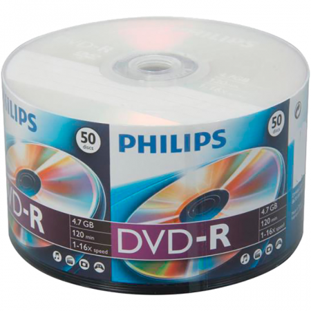 Диск DVD-R Philips 4.7Gb 16x Bulk (50шт), фото 