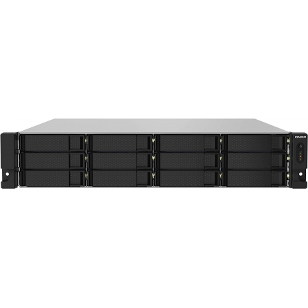 Сетевое хранилище без дисков SMB QNAP TS-1232PXU-RP-4G 12-Bay quad-core 64-bit AL324 1.7 GHz rackmount NAS with 250W redundant PSU, 4GB DDR4 UDIMM RAM (max 1x16GB), SATA 6Gb/s, 2x 10GbE SFP+ LAN, 2x2.5 GbE LAN, 1x PCIe Gen2 x2 slot. W/o RAIL-B02, фото 