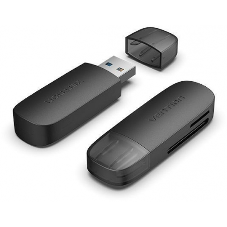 Картридер Vention USB 3.0 A+C (SD+TF) Черный, фото 