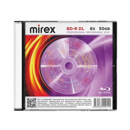 Диск BD-R Mirex 50 Gb, 6x, Slim Case (1), DL (1/50), фото 