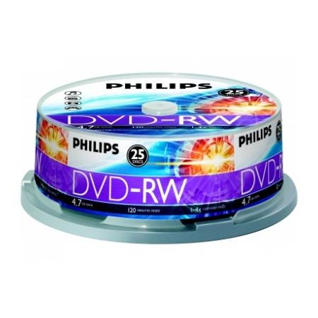 Диск DVD-RW Philips 4.7Gb 4x Cake Box (25шт) (DN4S4B25F/00), фото 