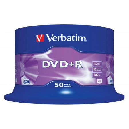 Диск DVD+R Verbatim 4.7Gb 16x Cake Box (50шт) (43550), фото 
