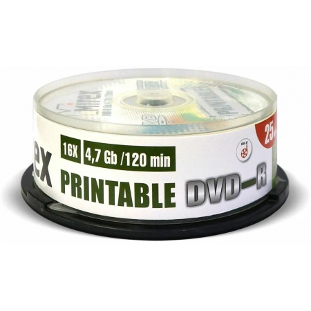 Диск DVD-R Mirex 4.7 Gb, 16x, Cake Box (25), Ink Printable (25/300), фото 