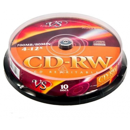 Диск CD-RW VS 700 Mb, 12x, Cake Box (10), (10/250)., фото 