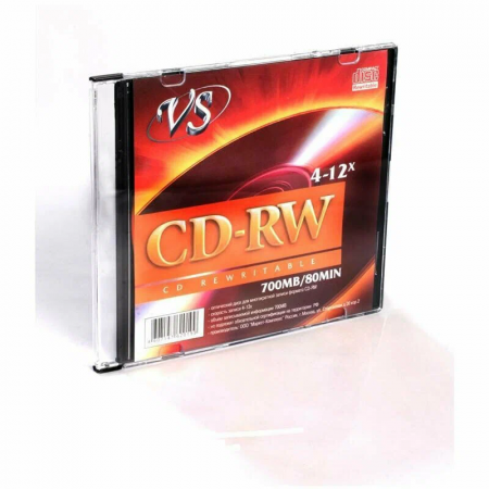 Диск CD-RW VS 700 Mb, 12x, Slim Case (5), (5/200)., фото 