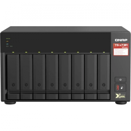 Сетевое хранилище без дисков SMB QNAP TS-873A-8G NAS, 8 trays 3,5/2,5, 2x2,5 GbE BASE-T, 2 x M.2 NVMe 2280 slots, quad-core AMD Ryzen V1500B 2,2 GHz, 8 GB SO-DIMM DDR4 (1 x 8 GB) up to 64GB (2x32 GB), фото 