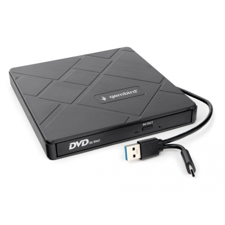 Оптический привод внешний со встроенным кардридером и хабом Gembird DVD-USB-04 пластик, черный, фото 