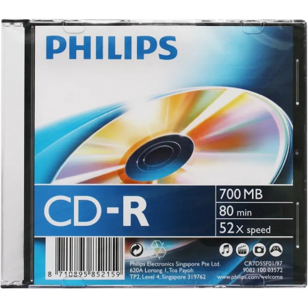 Диск CD-R Philips 700 Mb, 52х, Slim Case (1), фото 