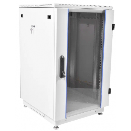 Шкаф коммутационный ЦМО ШТК-М-18.6.6-1ААА 18U 600x600мм пер.дв.стекл задн.дв.стал.лист 2 бок.пан. направл.под закл.гайки 270кг серый, фото 
