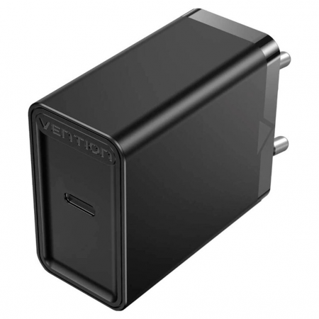 Сетевое зарядное устройство Vention на 1 порт USB C QC 4.0 Чёрный, фото 