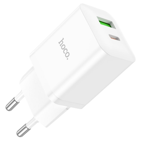 Сетевое зар./устр. Hoco N27 White 20W 3A+2.22A+1.67A (PD+QC+AFC) USB-C универсальное белый, фото 