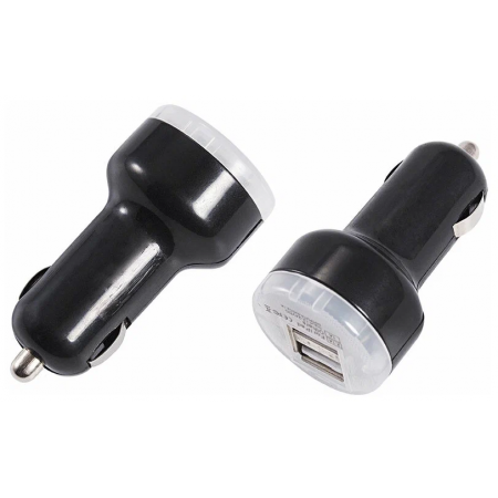 Автомобильное зарядное устройство c двумя портами (USB-А + USB-A) со световой индикацией, 12Вт, черное REXANT, фото 