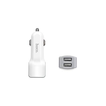Автомобильное зарядное устройство HOCO z23 grand style dual-port car charger set with lightning cable, белый, фото 