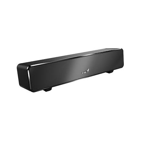 Мини саундбар Genius SoundBar 100. Ультракомпактный. Выходная мощность 6Вт. Тип подключения: USB. Частотная характеристика: 110-20000Гцz. Встроенный регулятор громкости. Аудиовыход 3,5 мм. Цвет: черный, фото 