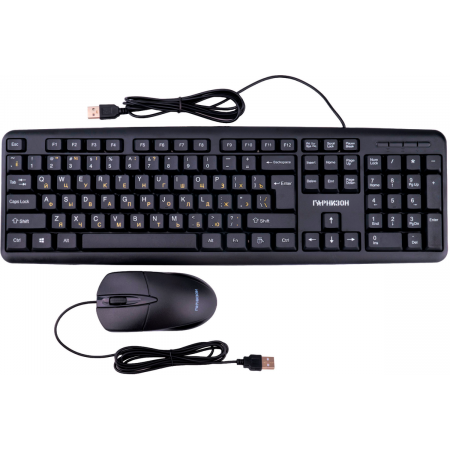 Комплект проводной клавиатура+мышь Гарнизон GKS-122, 104кл+3кн, 1000 DPI, 1.8м, черный, фото 