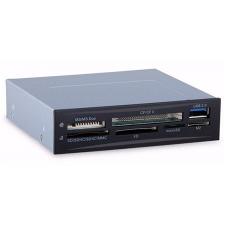Картридер Exegate EX293028RUS USB3.0  (внутренний, 3.5, мультиформатный: SD/SDHC/SDXC/MMC/microSD/T-Flash/CF/MS/MS micro/XD, 1 доп.порт USB3.0, черный, металл), фото 