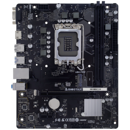 Материнская плата Biostar H610MHC 2.0 Soc-1700 Intel H610 2xDDR4 mATX AC`97 8ch(7.1) GbLAN RAID+VGA+HDMI, фото 