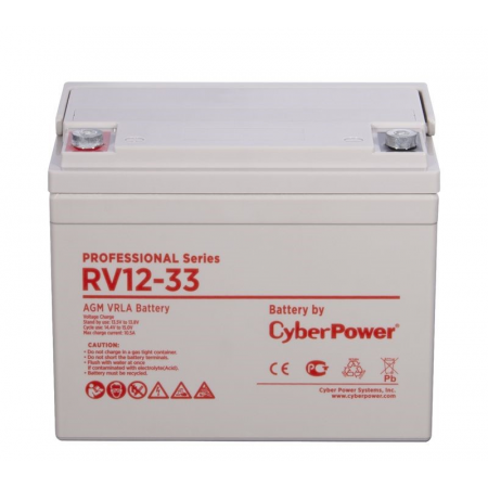 Аккумуляторная батарея PS CyberPower RV 12-33 / 12 В 33 Ач Battery CyberPower Professional series RV 12-33 / 12V 33 Ah, фото 