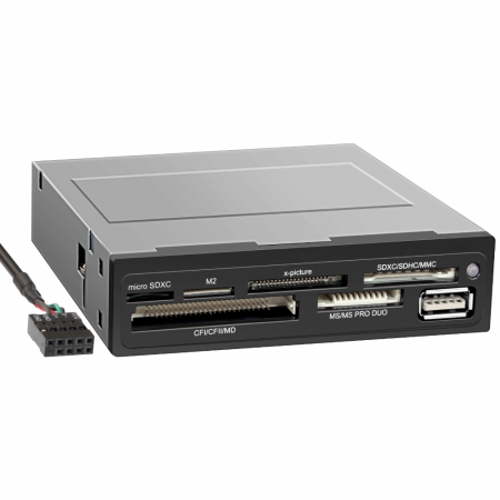 Кардридер 3,5" Ginzzu GR-136UB + USB 2.0 black OEM, фото 
