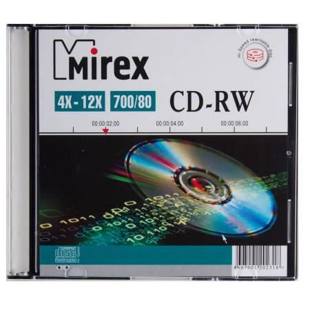 Диск CD-RW Mirex 700 Mb, 12х, Slim Case (1), (1/200), фото 