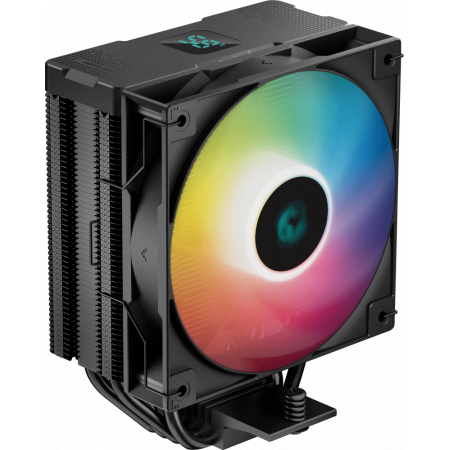 Кулер DEEPCOOL AG400 DIGITAL BK ARGB LGA1700/1200/115X/AM5/AM4 (9шт/кор, TDP 220W, PWM, ARGB Fan 120mm, 4 тепл. трубки, черный) RET, фото 