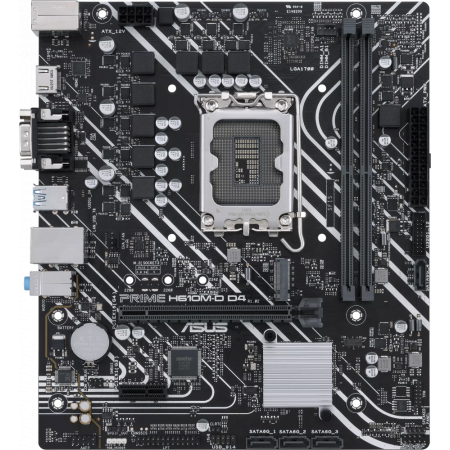 Материнская плата ASUS PRIME H610M-D D4, LGA 1700, Intel H610, 2xDDR4, 4xSATA, 1xM.2, 1xPCIe 4.0 x16, 1xPCI, 1xHDMI, 1xVGA, 1x 1Gb LAN, 2xUSB-A 2.0, 2xUSB-A 3.2 Gen 1, 3x3.5 мм, 7.1, mATX, фото 