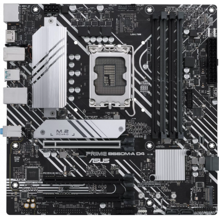 Материнская плата ASUS PRIME B660M-A D4-CSM, LGA 1700, Intel B660, 4xDDR4, 4xSATA, 2xM.2, 1xPCIe 4.0 x16, 1xPCIe 4.0 x4, 1xDP, 2xHDMI, 1x 1Gb LAN, 2xUSB-A 3.2 Gen 2, 4xUSB-A 2.0, 3x3.5 мм, 7.1, mATX, фото 