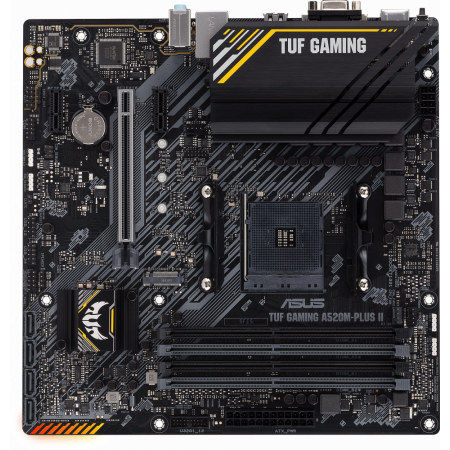 Материнская плата ASUS TUF GAMING A520M-PLUS II, AM4, AMD A520, 4xDDR4, 4xSATA, 1xM.2, 1xPCI-E 3.0 x16, 2xPCI-E x1, 1xHDMI, 1xDP, 1xVGA, 1x 1Gb LAN, 4xUSB 3.2 Gen 1, 2xUSB 2.0, 3x3.5 мм, 7.1, Micro-ATX, фото 
