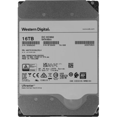 Жесткий диск WD SATA 16TB 7200RPM 6GB/S 512MB DC HC550 0F38466, фото 