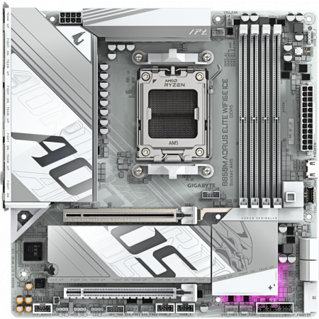 Материнская плата Gigabyte B850M AORUS ELITE WIFI6E ICE SocketAM5 AMD B850 4xDDR5 mATX AC`97 8ch(7.1) 2.5Gg RAID+DP, фото 