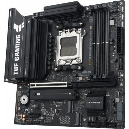 Материнская плата ASUS TUF GAMING B850M-E WIFI, AM5, AMD B850, 4xDDR5, 4xSATA, 3xM.2, 1xPCIe 5.0 x16, 1xPCIe 4.0 x16, 1xPCIe 3.0 x1, 1xHDMI (v2.1), 2xDP (v1.4), 1x2.5Gb LAN, Wi-Fi 6E, Bluetooth 5.3, 1xUSB-C 10Gbps, 2xUSB-A 10Gbps, 2xUSB-A 5Gbps, 4xUSB-A 2, фото , изображение 3 Материнская плата ASUS TUF GAMING B850M-E WIFI, AM5, AMD B850, 4xDDR5, 4xSATA, 3xM.2, 1xPCIe 5.0 x16, 1xPCIe 4.0 x16, 1xPCIe 3.0 x1, 1xHDMI (v2.1), 2xDP (v1.4), 1x2.5Gb LAN, Wi-Fi 6E, Bluetooth 5.3, 1xUSB-C 10Gbps, 2xUSB-A 10Gbps, 2xUSB-A 5Gbps, 4xUSB-A 2, фото , изображение 3