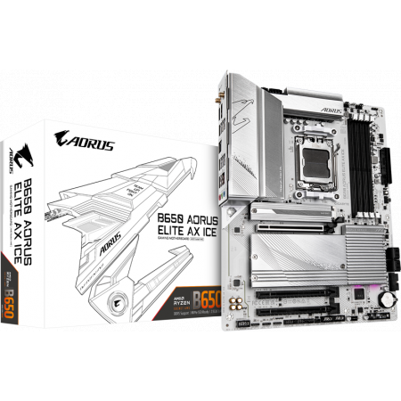 Материнская плата GIGABYTE B650 AORUS ELITE AX ICE, AM5, AMD B650, 4xDDR5, 4xSATA, 3xM.2, 1xPCI-E 4.0 x16, 1xHDMI, 1xDP, 1xUSB-C 3.2 Gen 2, 5xUSB-A 3.2 Gen 1, 2xUSB-A 3.2 Gen 2, 4xUSB-A 2.0, 1x 2.5Gb LAN, 3x3.5 мм, 7.1, ATX, фото , изображение 4 Материнская плата GIGABYTE B650 AORUS ELITE AX ICE, AM5, AMD B650, 4xDDR5, 4xSATA, 3xM.2, 1xPCI-E 4.0 x16, 1xHDMI, 1xDP, 1xUSB-C 3.2 Gen 2, 5xUSB-A 3.2 Gen 1, 2xUSB-A 3.2 Gen 2, 4xUSB-A 2.0, 1x 2.5Gb LAN, 3x3.5 мм, 7.1, ATX, фото , изображение 4