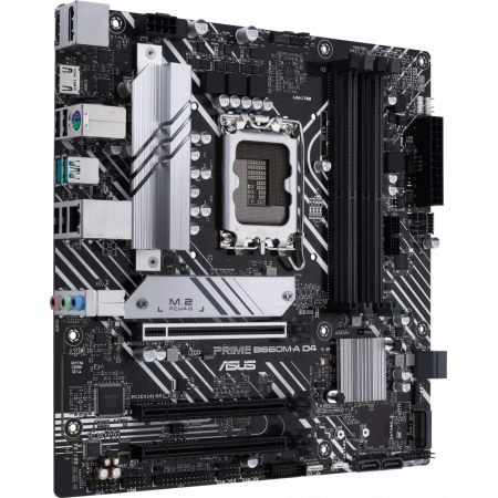 Материнская плата ASUS PRIME B660M-A D4-CSM, LGA 1700, Intel B660, 4xDDR4, 4xSATA, 2xM.2, 1xPCIe 4.0 x16, 1xPCIe 4.0 x4, 1xDP, 2xHDMI, 1x 1Gb LAN, 2xUSB-A 3.2 Gen 2, 4xUSB-A 2.0, 3x3.5 мм, 7.1, mATX, фото , изображение 2