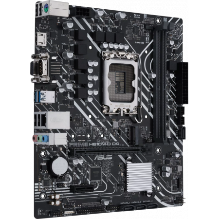 Материнская плата ASUS PRIME H610M-D D4, LGA 1700, Intel H610, 2xDDR4, 4xSATA, 1xM.2, 1xPCIe 4.0 x16, 1xPCI, 1xHDMI, 1xVGA, 1x 1Gb LAN, 2xUSB-A 2.0, 2xUSB-A 3.2 Gen 1, 3x3.5 мм, 7.1, mATX, фото , изображение 2