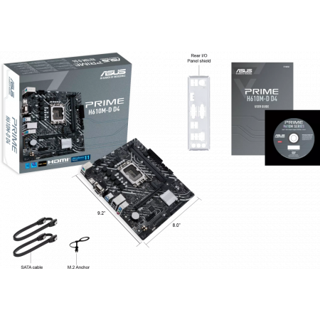 Материнская плата ASUS PRIME H610M-D D4, LGA 1700, Intel H610, 2xDDR4, 4xSATA, 1xM.2, 1xPCIe 4.0 x16, 1xPCI, 1xHDMI, 1xVGA, 1x 1Gb LAN, 2xUSB-A 2.0, 2xUSB-A 3.2 Gen 1, 3x3.5 мм, 7.1, mATX, фото , изображение 5