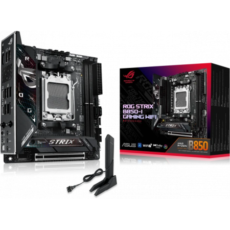 Материнская плата ASUS ROG STRIX B850-I GAMING WIFI, AM5, B650, 2*DDR5, 2*SATA, 2*M.2, 4*USB 3.2, 2*USB 2.0, Type-C, 2*PCIx16, HDMI, mITX; 90MB1K30-M0EAY0, фото , изображение 8