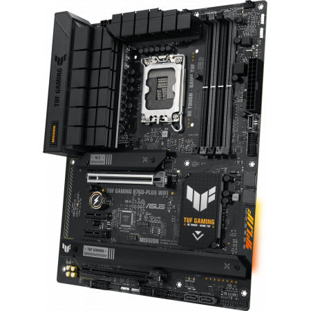 Материнская плата ASUS TUF GAMING B760-PLUS WIFI D4, LGA 1700, Intel B760, 4xDDR4, 4xSATA, 3xM.2, 1xPCI-E 5.0 x16, 1xPCI-E 3.0 x4, 1xUSB-A 3.2 Gen 2, 3xUSB-A 3.2 Gen 1, 1xUSB-C 3.2 Gen 2x2, 1x2.5Gb LAN, 5x3.5 мм, 7.1, Wi-Fi 6, Bluetooth 5.2, Standard-ATX, фото , изображение 3 Материнская плата ASUS TUF GAMING B760-PLUS WIFI D4, LGA 1700, Intel B760, 4xDDR4, 4xSATA, 3xM.2, 1xPCI-E 5.0 x16, 1xPCI-E 3.0 x4, 1xUSB-A 3.2 Gen 2, 3xUSB-A 3.2 Gen 1, 1xUSB-C 3.2 Gen 2x2, 1x2.5Gb LAN, 5x3.5 мм, 7.1, Wi-Fi 6, Bluetooth 5.2, Standard-ATX, фото , изображение 3