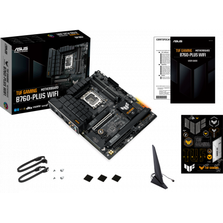 Материнская плата ASUS TUF GAMING B760-PLUS WIFI D4, LGA 1700, Intel B760, 4xDDR4, 4xSATA, 3xM.2, 1xPCI-E 5.0 x16, 1xPCI-E 3.0 x4, 1xUSB-A 3.2 Gen 2, 3xUSB-A 3.2 Gen 1, 1xUSB-C 3.2 Gen 2x2, 1x2.5Gb LAN, 5x3.5 мм, 7.1, Wi-Fi 6, Bluetooth 5.2, Standard-ATX, фото , изображение 7 Материнская плата ASUS TUF GAMING B760-PLUS WIFI D4, LGA 1700, Intel B760, 4xDDR4, 4xSATA, 3xM.2, 1xPCI-E 5.0 x16, 1xPCI-E 3.0 x4, 1xUSB-A 3.2 Gen 2, 3xUSB-A 3.2 Gen 1, 1xUSB-C 3.2 Gen 2x2, 1x2.5Gb LAN, 5x3.5 мм, 7.1, Wi-Fi 6, Bluetooth 5.2, Standard-ATX, фото , изображение 7