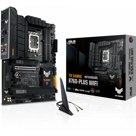 Материнская плата ASUS TUF GAMING B760-PLUS WIFI D4, LGA 1700, Intel B760, 4xDDR4, 4xSATA, 3xM.2, 1xPCI-E 5.0 x16, 1xPCI-E 3.0 x4, 1xUSB-A 3.2 Gen 2, 3xUSB-A 3.2 Gen 1, 1xUSB-C 3.2 Gen 2x2, 1x2.5Gb LAN, 5x3.5 мм, 7.1, Wi-Fi 6, Bluetooth 5.2, Standard-ATX, фото , изображение 8 Материнская плата ASUS TUF GAMING B760-PLUS WIFI D4, LGA 1700, Intel B760, 4xDDR4, 4xSATA, 3xM.2, 1xPCI-E 5.0 x16, 1xPCI-E 3.0 x4, 1xUSB-A 3.2 Gen 2, 3xUSB-A 3.2 Gen 1, 1xUSB-C 3.2 Gen 2x2, 1x2.5Gb LAN, 5x3.5 мм, 7.1, Wi-Fi 6, Bluetooth 5.2, Standard-ATX, фото , изображение 8