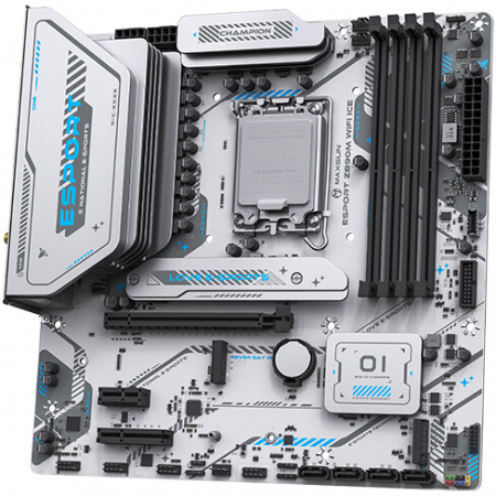 Материнская плата MAXSUN MS-eSport Z890M WIFI ICE, LGA1851, Z890, 4*DDR5, 4*SATA3, 3*M.2, USB 3.2, USB 2.0, Type-C, 1*PCIEx16, 1*PCIex4, 1*PCIex1, HDMI+DP, ATX, фото , изображение 3