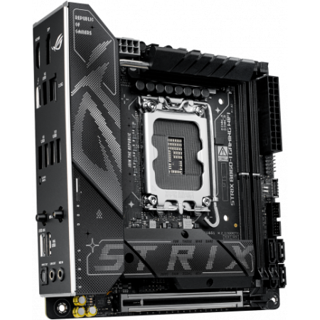 Материнская плата ASUS ROG STRIX B860-I GAMING WIFI, LGA1851, Intel B860, 2xDDR5, 4xSATA, 2xM.2, 1xPCIe 5.0 x16, 1xDP, 1xHDMI, 1xThunderbolt 4, 1x2.5Gb LAN, Wi-Fi 7, 2xUSB 2.0, 3xUSB 3.2 Gen 1, 1xUSB 3.2 Gen 2, 1xUSB 3.2 Gen 2x2, 1xUSB-C, 1xS/PDIF, 2x3.5 , фото , изображение 4 Материнская плата ASUS ROG STRIX B860-I GAMING WIFI, LGA1851, Intel B860, 2xDDR5, 4xSATA, 2xM.2, 1xPCIe 5.0 x16, 1xDP, 1xHDMI, 1xThunderbolt 4, 1x2.5Gb LAN, Wi-Fi 7, 2xUSB 2.0, 3xUSB 3.2 Gen 1, 1xUSB 3.2 Gen 2, 1xUSB 3.2 Gen 2x2, 1xUSB-C, 1xS/PDIF, 2x3.5 , фото , изображение 4