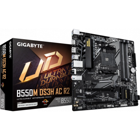 Материнская плата Gigabyte B550M DS3H R2 Soc-AM4 AMD B550 4xDDR4 mATX AC`97 8ch(7.1) GbLAN RAID+HDMI+DP, фото , изображение 4