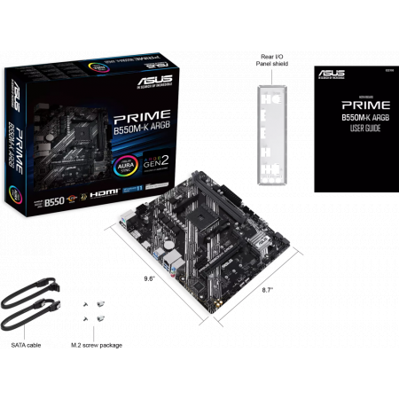 Материнская плата ASUS PRIME B550M-K ARGB, Socket AM4, B550, 2*DDR4, DP+HDMI, SATA3 + RAID, Audio, Gb LAN, USB 3.2, USB 2.0, COM*1 header (w/o cable), mATX ; 90MB1GC0-M0EAY0, фото , изображение 5 Материнская плата ASUS PRIME B550M-K ARGB, Socket AM4, B550, 2*DDR4, DP+HDMI, SATA3 + RAID, Audio, Gb LAN, USB 3.2, USB 2.0, COM*1 header (w/o cable), mATX ; 90MB1GC0-M0EAY0, фото , изображение 5