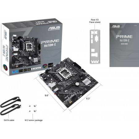 Материнская плата ASUS PRIME H610M-E-CSM, LGA1700, H610, 2*DDR5, DP+VGA + HDMI, SATA3, Audio, Gb LAN, USB 3.2, USB 2.0, COM*1 header (w/o cable), mATX ; 90MB1G10-M0EAYC, фото , изображение 5 Материнская плата ASUS PRIME H610M-E-CSM, LGA1700, H610, 2*DDR5, DP+VGA + HDMI, SATA3, Audio, Gb LAN, USB 3.2, USB 2.0, COM*1 header (w/o cable), mATX ; 90MB1G10-M0EAYC, фото , изображение 5