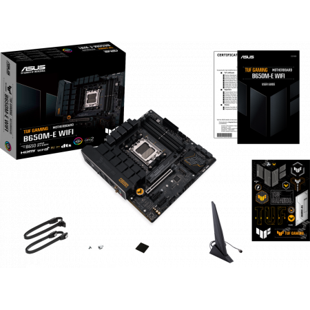 Материнская плата ASUS TUF GAMING B650M-E WIFI, AM5, AMD B650, 4xDDR5, 4xSATA, 2xM.2, 1xPCI-E 4.0 x16, 2xPCI-E x1, 2xDisplayPort, 1xHDMI, 1x 2.5Gb LAN, 1xUSB-A 3.2 Gen 2, 2xUSB-A 3.2 Gen 1, 4xUSB-A 2.0, 1xUSB-C 3.2 Gen 2, 3x3.5 мм, 7.1, Micro-ATX, фото , изображение 5 Материнская плата ASUS TUF GAMING B650M-E WIFI, AM5, AMD B650, 4xDDR5, 4xSATA, 2xM.2, 1xPCI-E 4.0 x16, 2xPCI-E x1, 2xDisplayPort, 1xHDMI, 1x 2.5Gb LAN, 1xUSB-A 3.2 Gen 2, 2xUSB-A 3.2 Gen 1, 4xUSB-A 2.0, 1xUSB-C 3.2 Gen 2, 3x3.5 мм, 7.1, Micro-ATX, фото , изображение 5