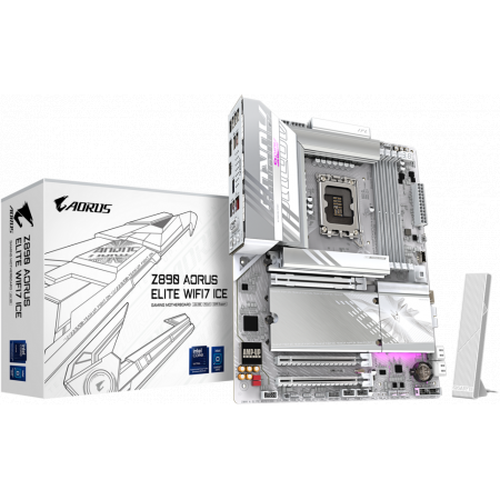 Материнская плата Gigabyte Z890 AORUS ELITE WIFI7 ICE, LGA 1851, Intel Z890, 4xDDR5, 4xSATA, 4xM.2, 1xPCI-E 5.0 x16, 2xPCI-E 4.0 x4, 1xDP, 1xUSB-C (DP), 1x 2.5Gb LAN, 4xUSB-A 2.0, 3xUSB-A 3.2 Gen 1, 2xUSB-A 3.2 Gen 2, 1xUSB-C 3.2 Gen 2 (Thunderbolt 4), 2x, фото , изображение 5