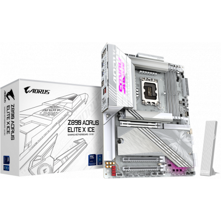 Материнская плата GIGABYTE Z890 AORUS ELITE X ICE, LGA 1851, Intel Z890, 4xDDR5, 4xSATA, 5xM.2, 1xPCI-E 5.0 x16, 1xPCI-E 4.0 x4, 1xPCI-E 4.0 x1, 1x 2.5Gb LAN, 4xUSB-A 3.2 Gen 1, 2xUSB-A 3.2 Gen 2, 4xUSB-A 2.0, 1xUSB-C (Thunderbolt 4), 2x3.5 мм, 7.1, ATX, фото , изображение 6